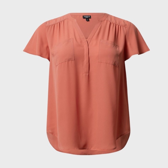 TORRID Harper Georgette Pullover Flutter Sleeve Blouse - Apricot - Picture 3 of 14